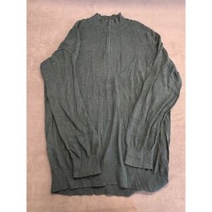 L.L.Bean Mens XL Tall 95% Cotton 5% Cashmere Quarter Zip Sweater Green